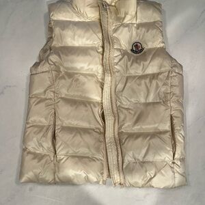 Moncler Ivory Quilted Girls Logo Puffer Vest